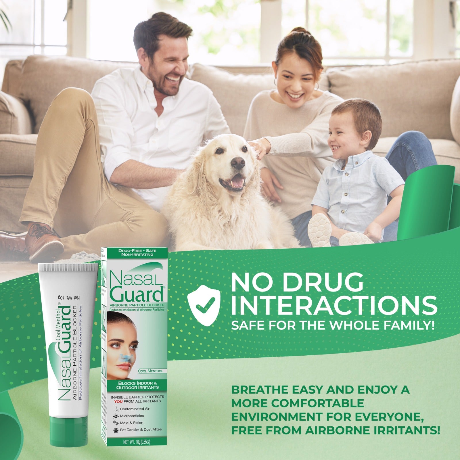 NasalGuard Airborne Particle Blocker, Nasal Gel | Cool Menthol | 10g Tube